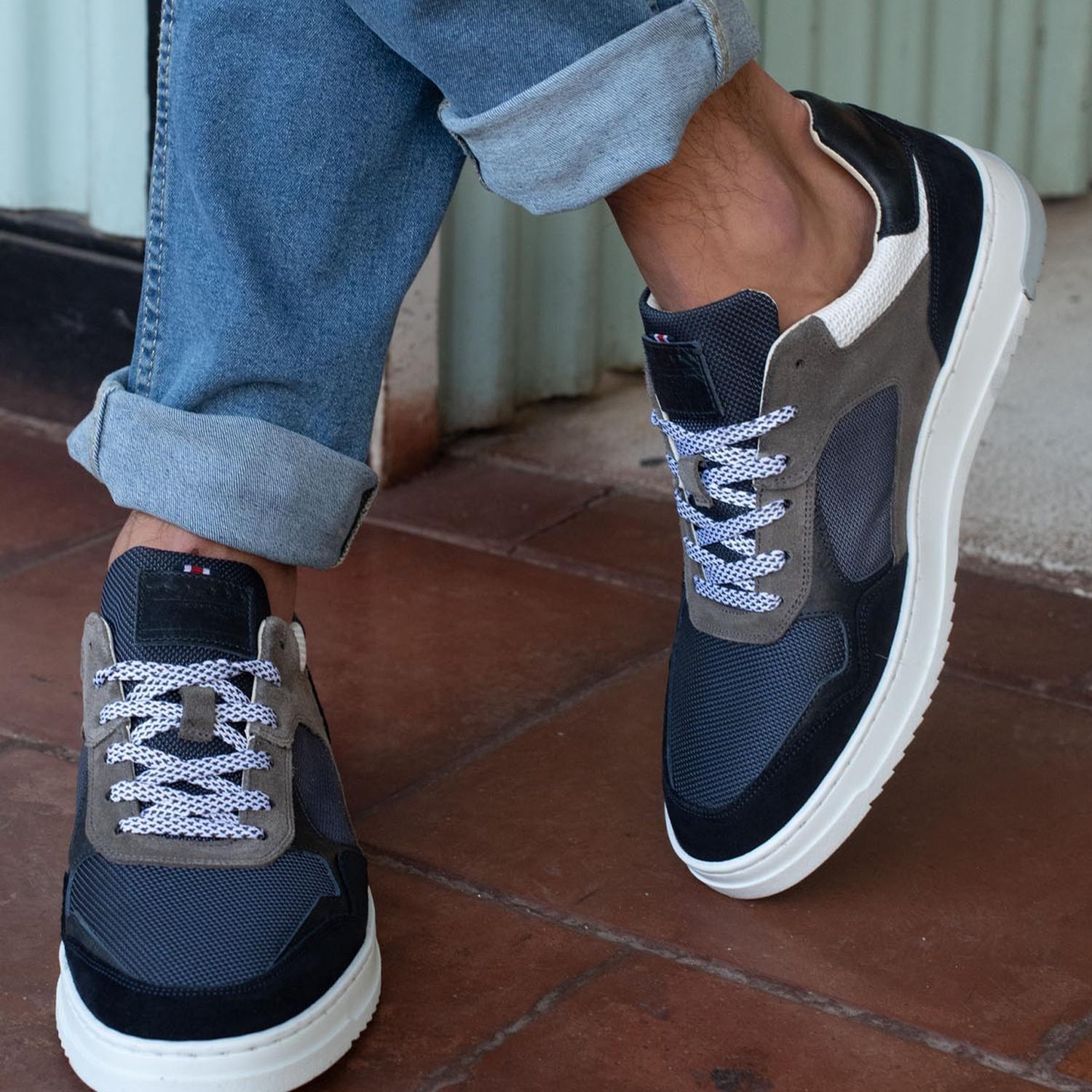 BULLBOXER ZAPATILLAS HOMBRE CUERO Y TEXTIL KAI-0-11 AZUL-3