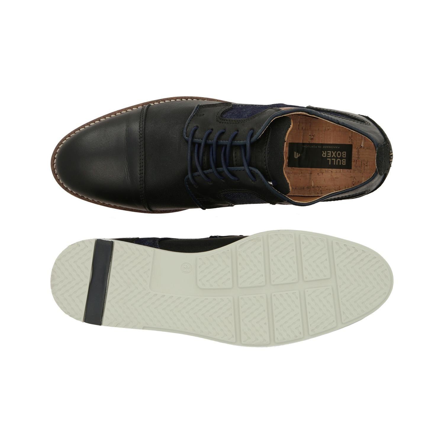 Zapatos Hombre Cuero Cordones Elasticados Ploce-0-30 Negro Bullboxer-2