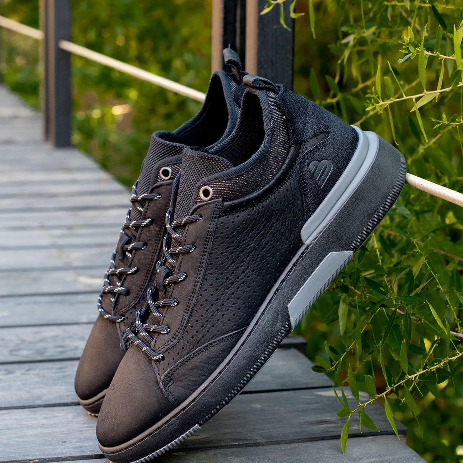 BULLBOXER ZAPATILLAS HOMBRE CUERO Y TEXTIL LUTON-0-57 NEGRO-3