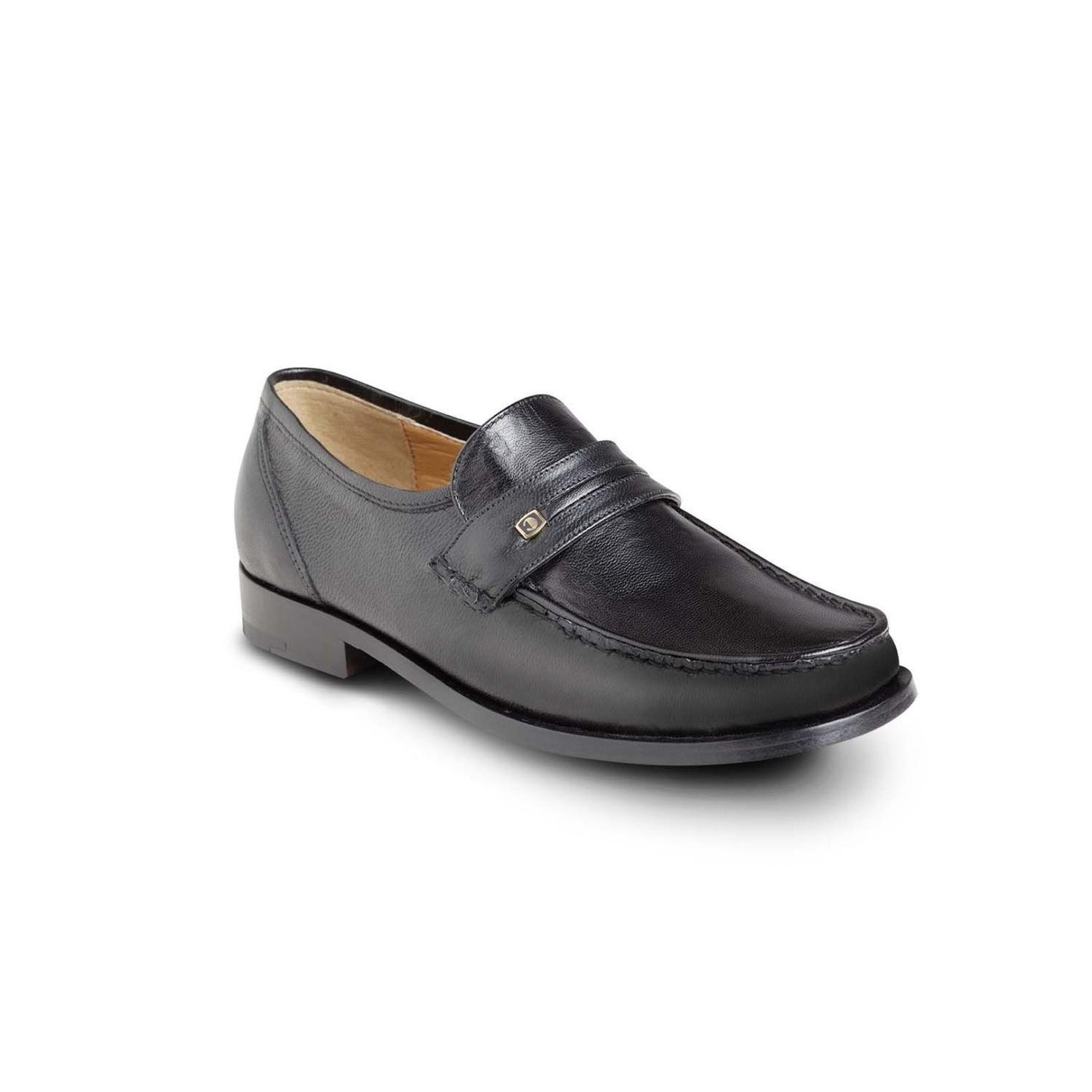 Mocasines Tubular Cuero Cabritilla Hombre Suela De Cuero Cab-3-32 Negro-0