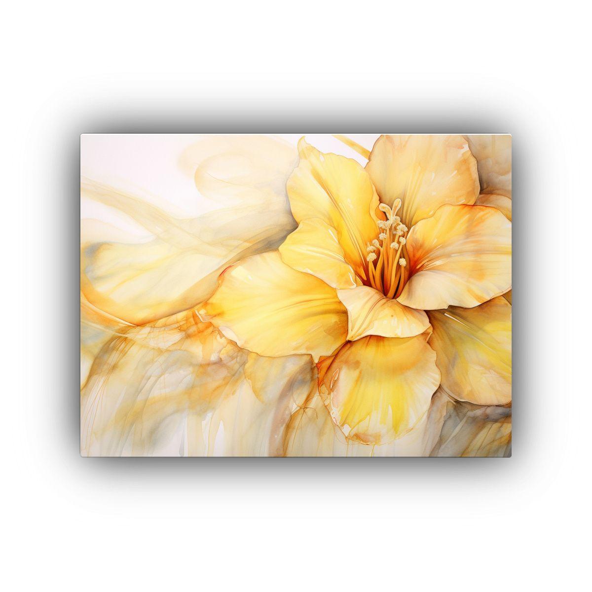 Cuadro Abstracto Amapolas Amarillas Y Doradas: Tela Con Patr 50x40cm-0