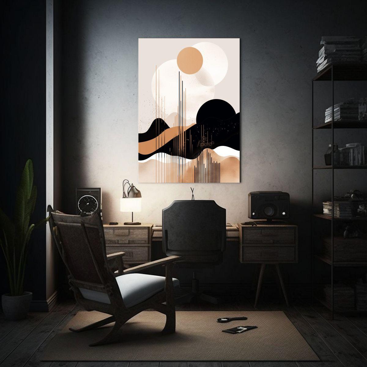 Pintura Abstracta De Nebulosa Cobre En Conjunto Estilizado 80x120cm-2