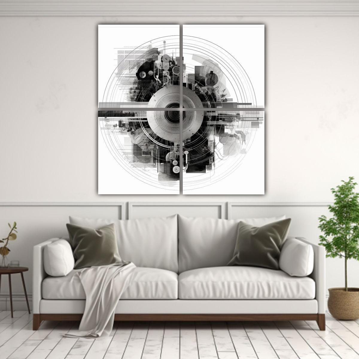 Cuadro Imagen Abstracto En Blanco Y Negro Para 180x180 Cm-2