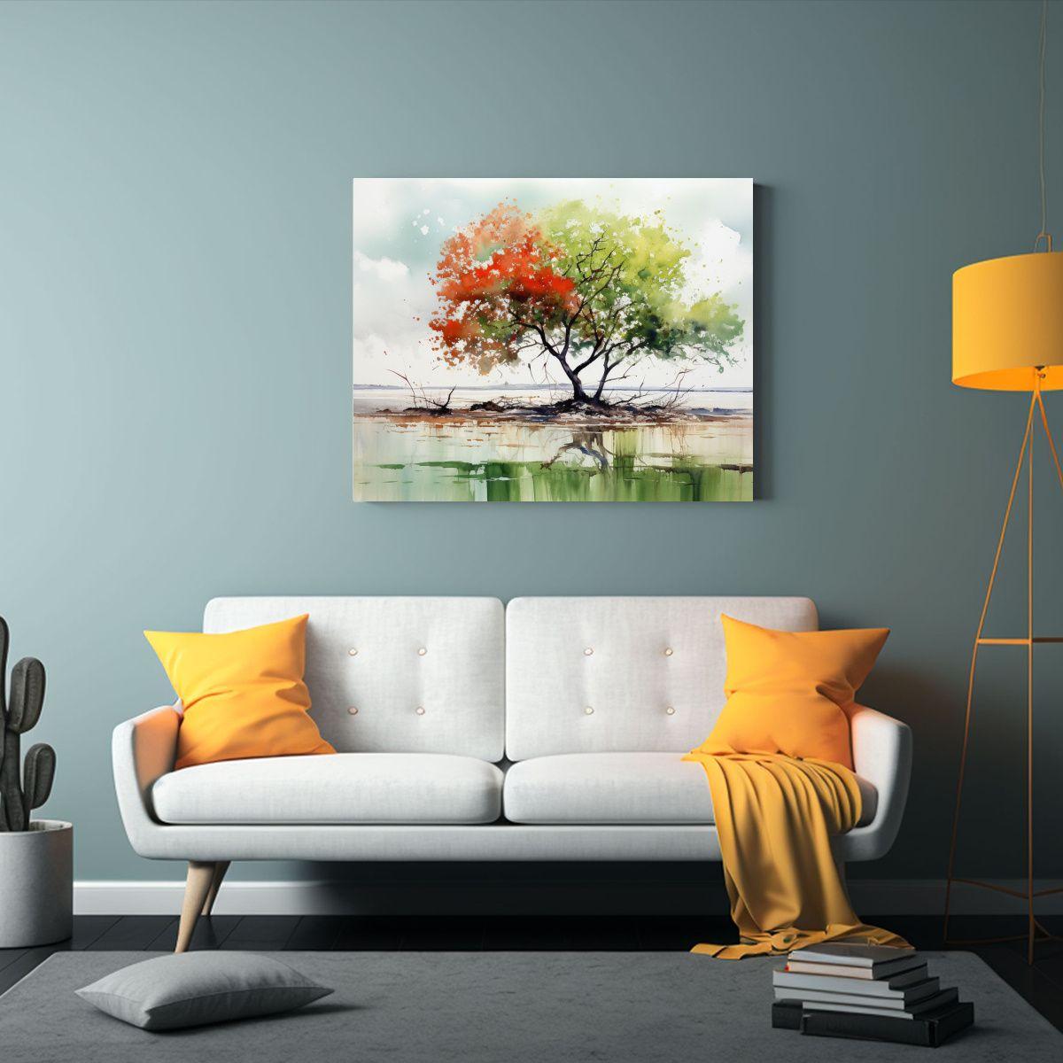 Pintura Abstracta De Manglar En Colores Verde Y 60x40cm-2