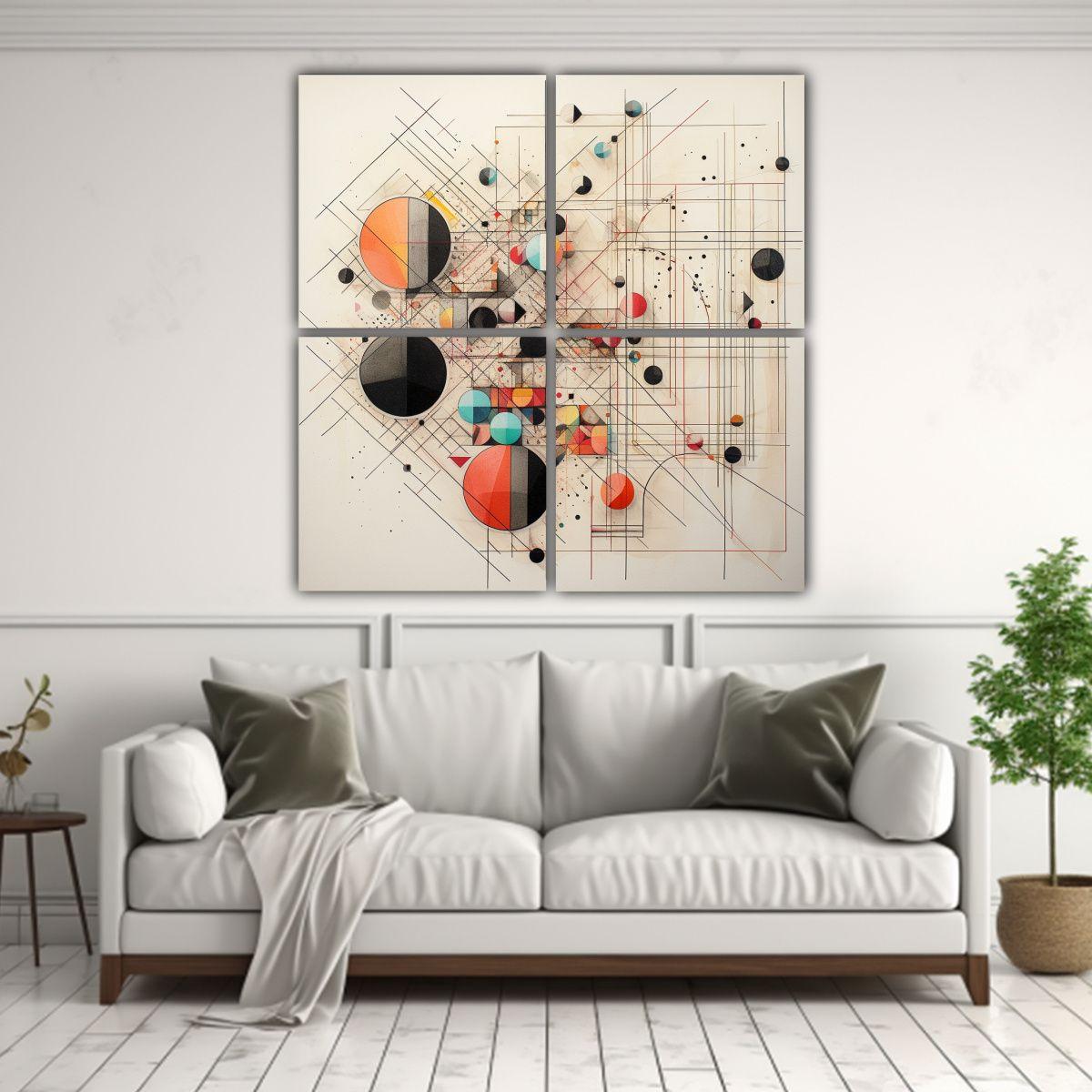 4 Cuadros De Arte Fino Cálido Y Clásico Con 200x200 Cm-2