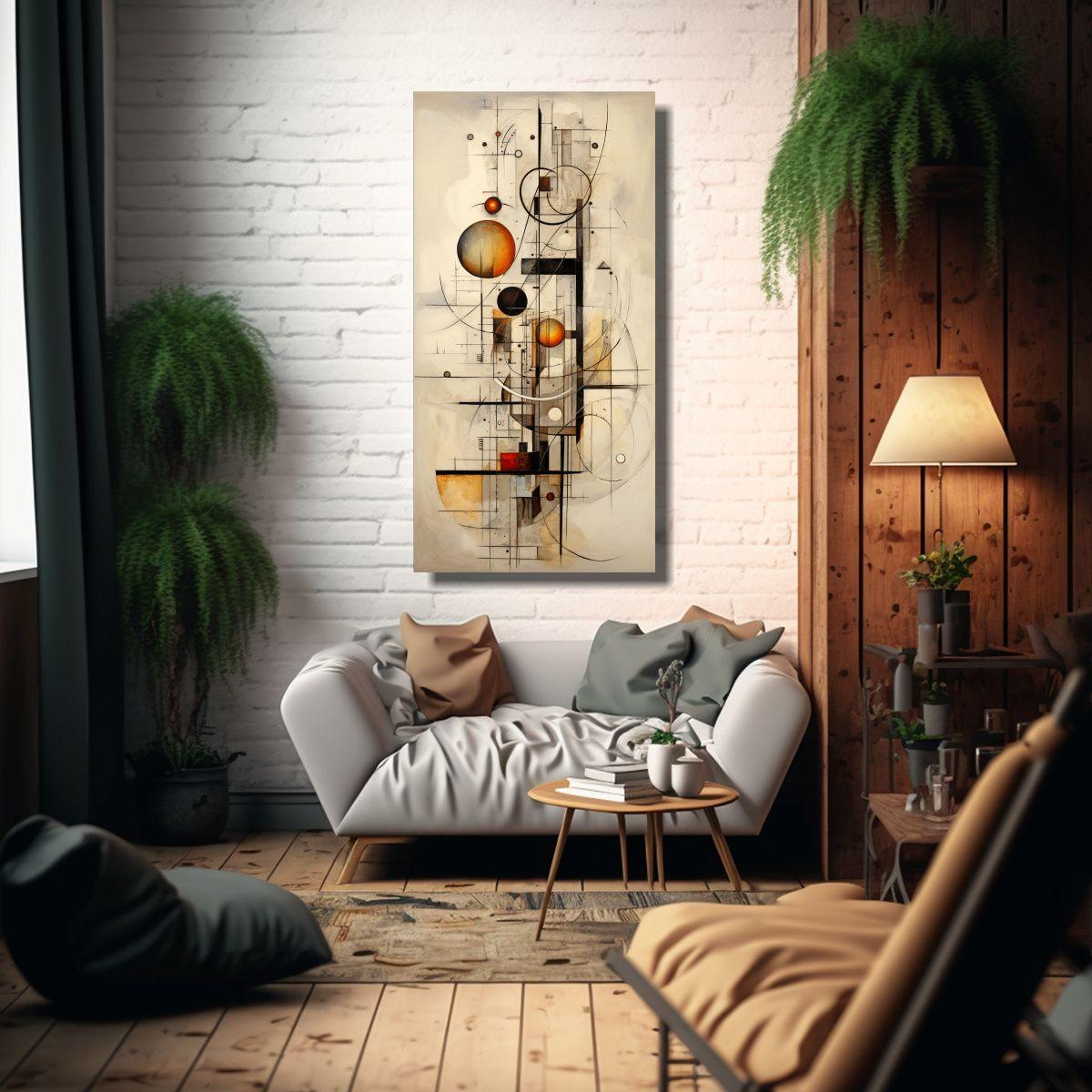 Lienzo Vintage Cuadros Abstractos En Fondo Blanco 40x80cm-2