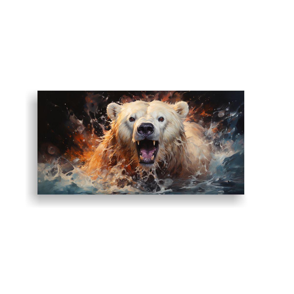Cuadro En Bastidor Moderno Con Personalidad: Oso 60x30cm-0