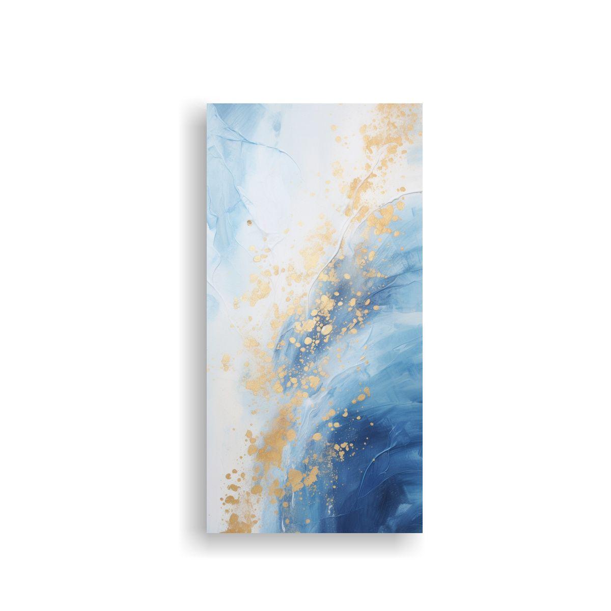 Pintura Abstracta Estilo Azul Blanco Decoración 40x80cm-0