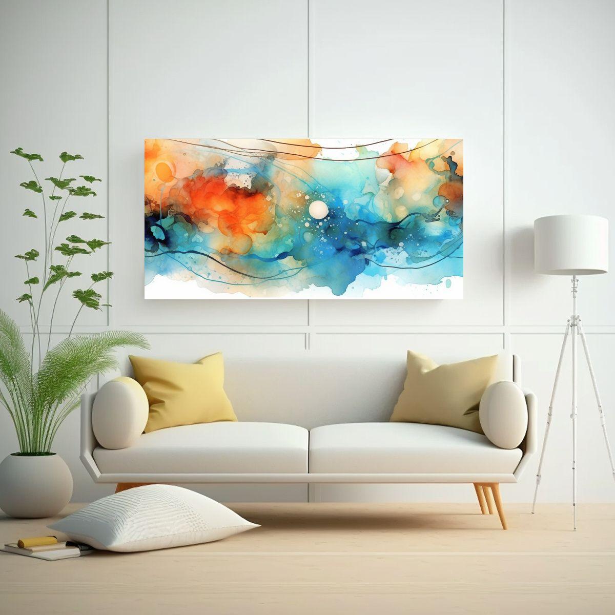 Banner De Acuarela En Bastidor Con Finas Líneas, 100x50cm-2