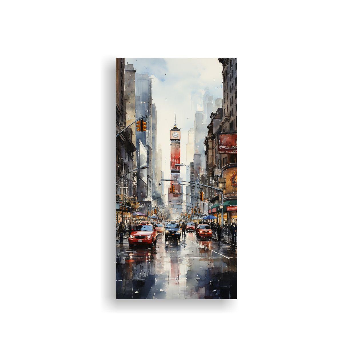 Cuadro Acuarela De Una Escena Urbana 50x100 Cm-0