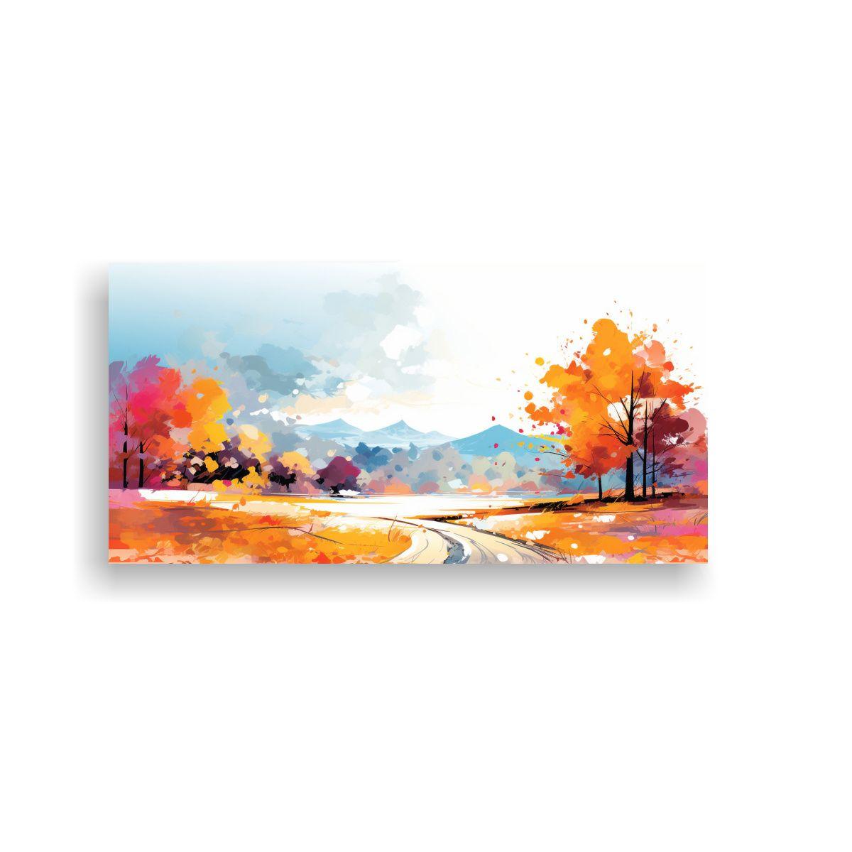 Cuadro Decorativo Paisaje Otoñal Vibrante Estilo  100x50cm-0