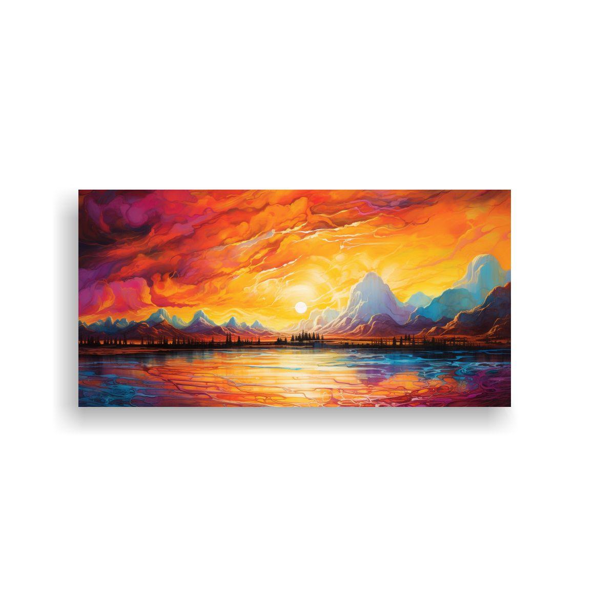 Cuadro Abstracto Paisaje Con Arcoíris Y Colores N 140x70cm-0
