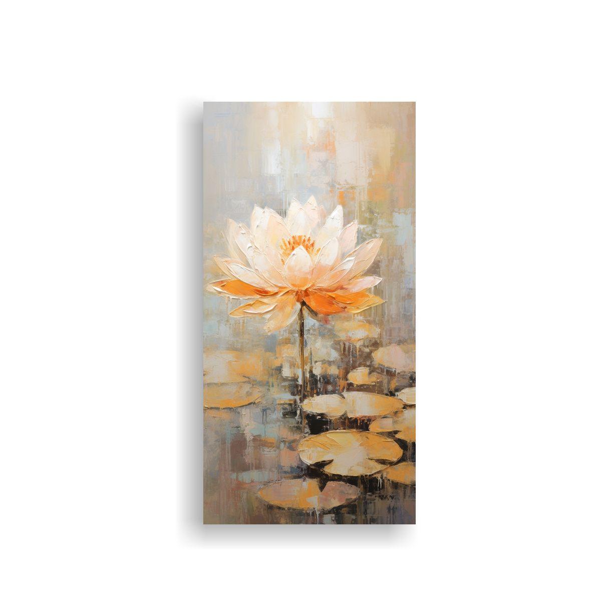 Pintura En Lienzo Estilo Abstracción De Loto 30x60cm-0