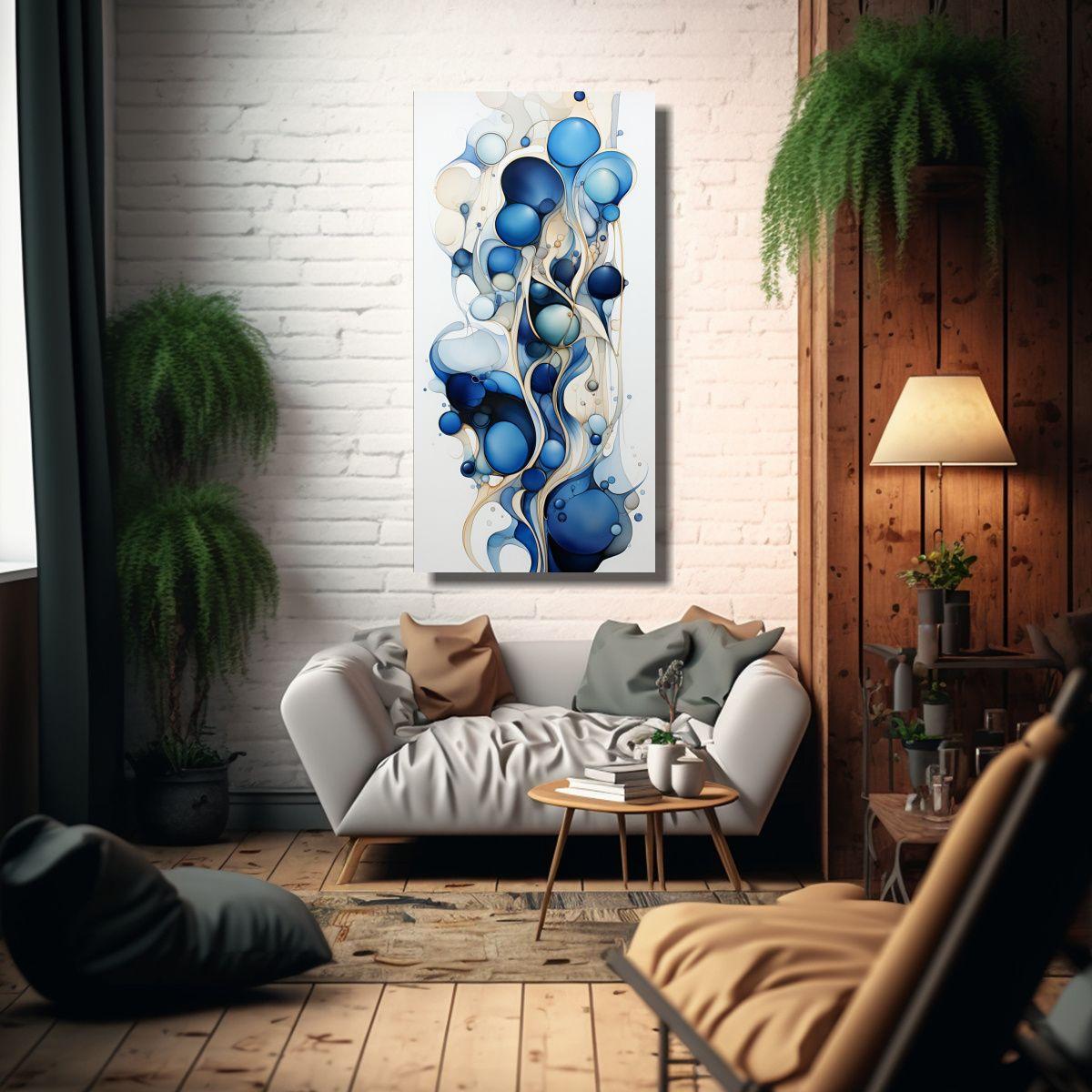 Cuadro Vintage Abstracto Con Formas Y Curvas 50x100cm-2