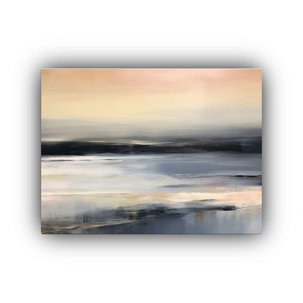 Pintura Abstracta Del Mar En Color Gris Claro 40x30cm-0
