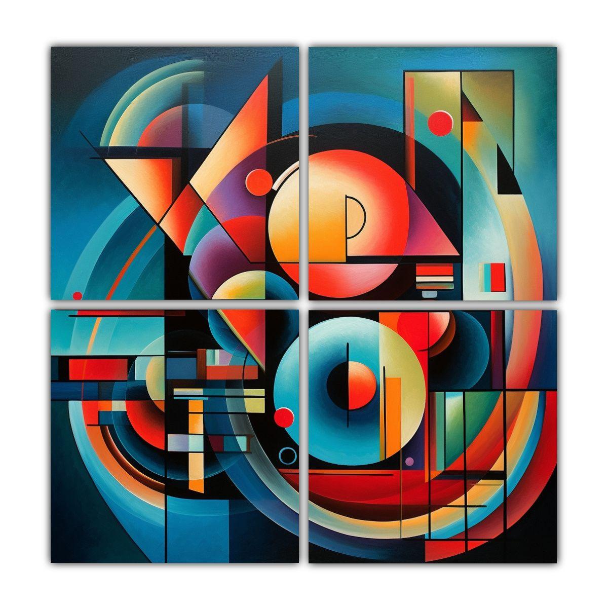 Pintura Decorativa Abstracta Cubista Estilo Juan 80x80 Cm-0