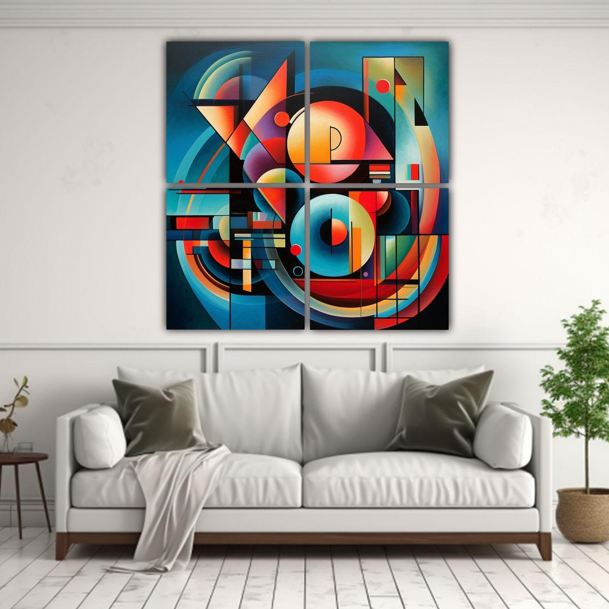 Pintura Decorativa Abstracta Cubista Estilo Juan 80x80 Cm-2