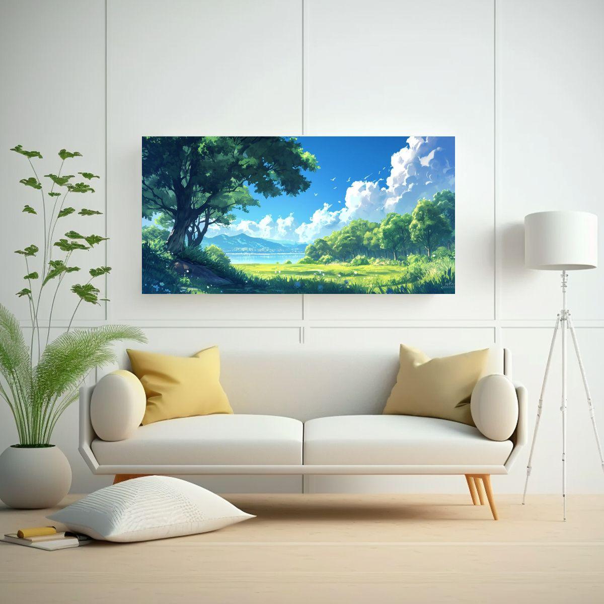 Cuadro Tela Decorativo Salon Paisaje Natural 60x30cm-2