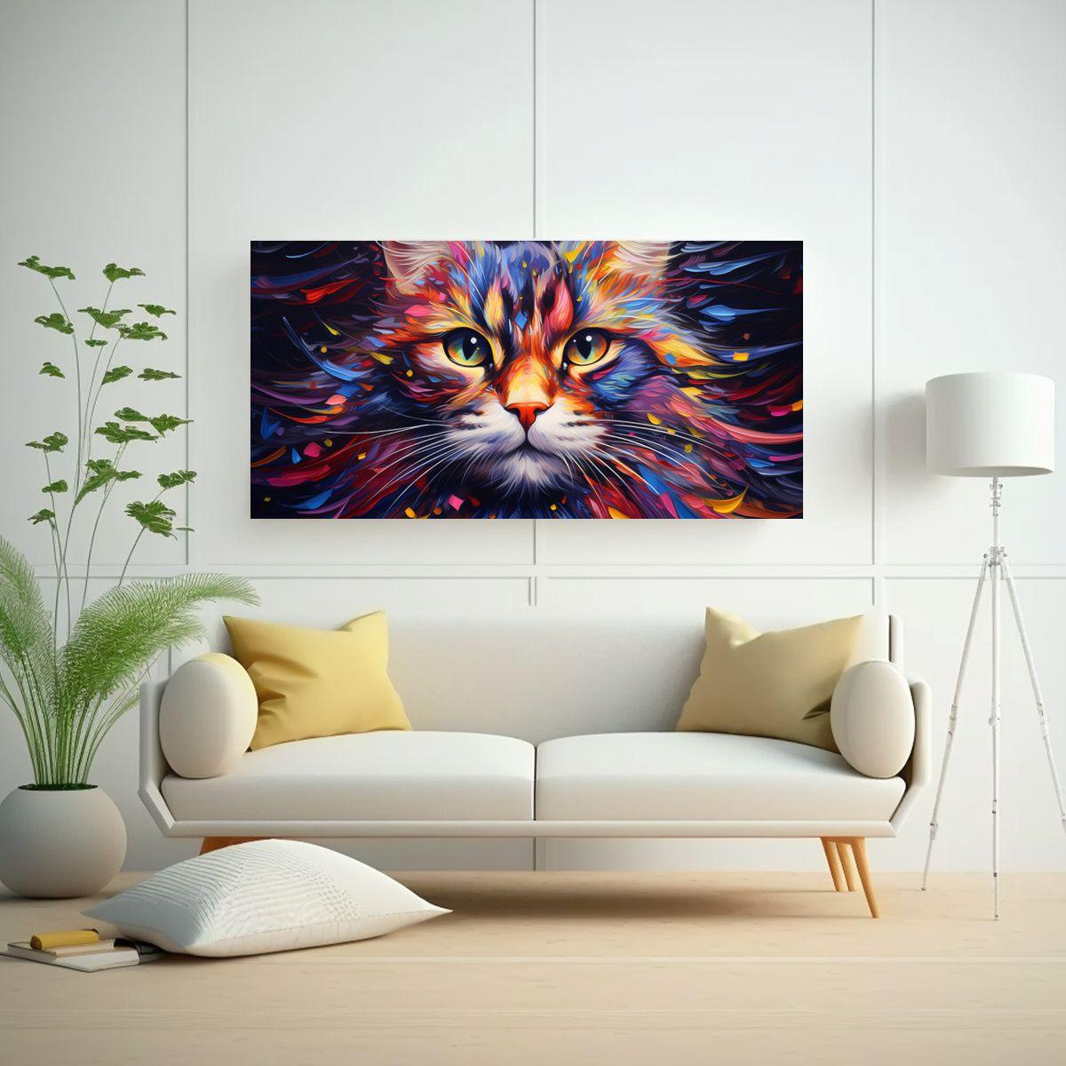 Cuadro Estilo Galería época Gato Pintura Al Esti 100x50cm-2