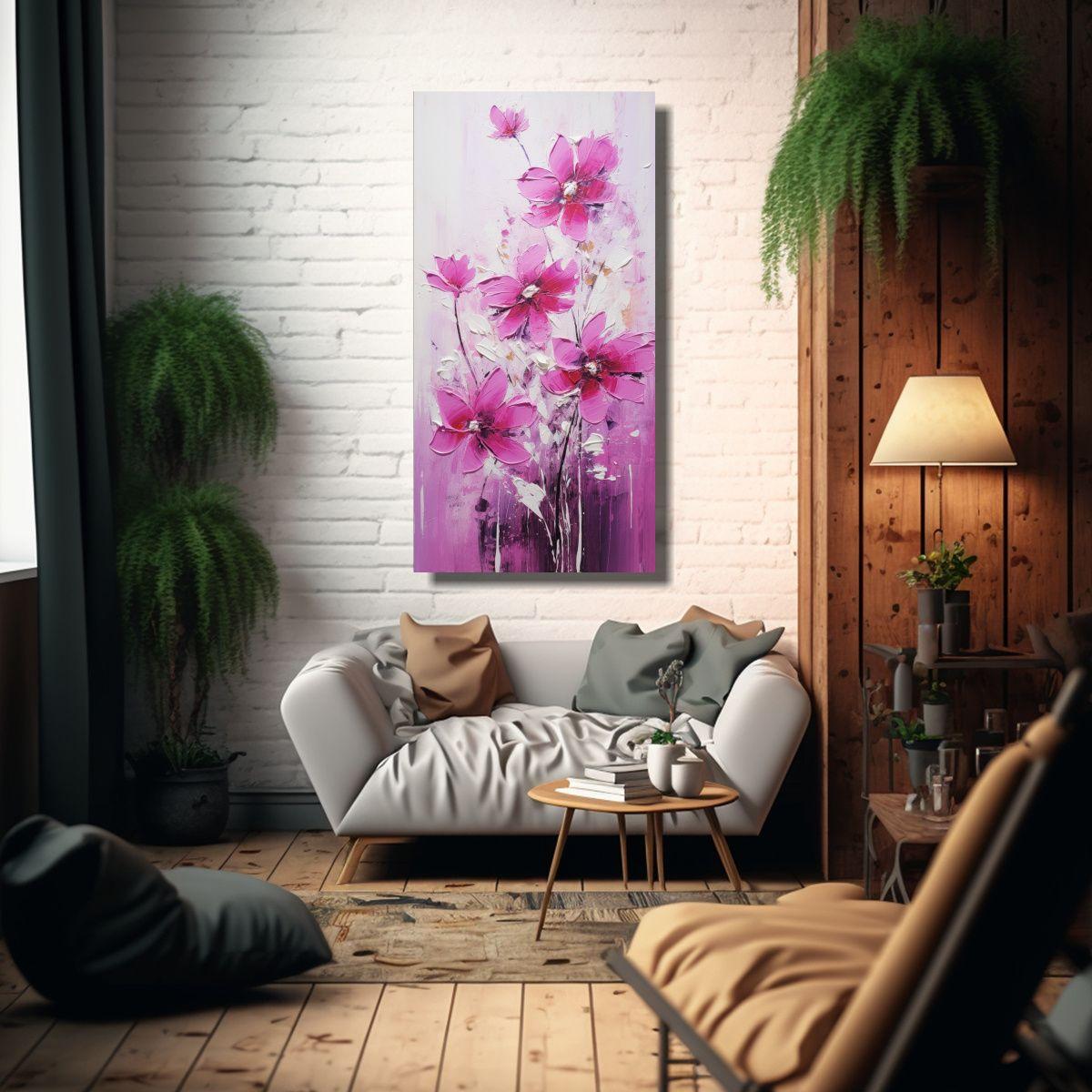 Arte Colores Motivo A Pintura De Flores En Lienzo 80x160cm-2