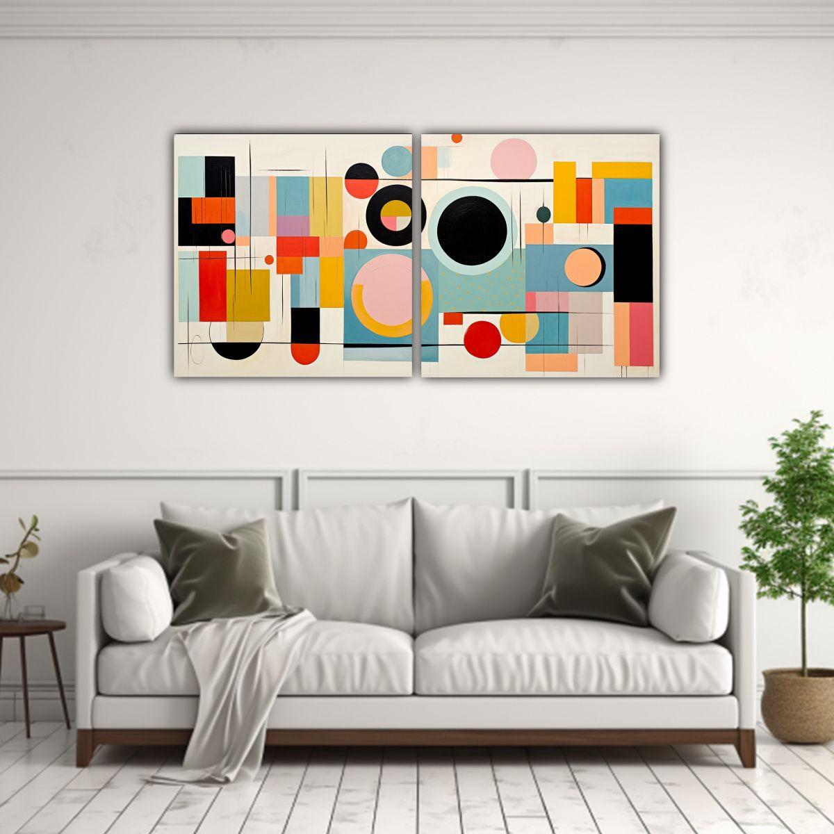 Cuadro Abstracto Geométrico Colorido Triángulos 160x80 Cm-2