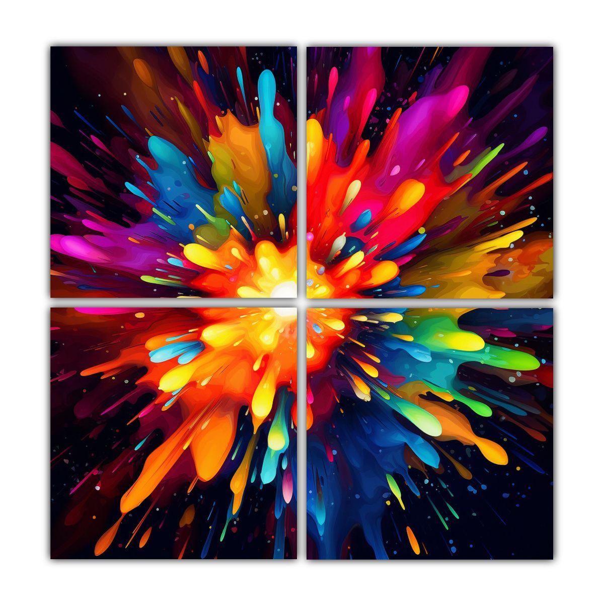 4 Lienzos De Tela Cuadro Alta Resolución Color 100x100 Cm-0