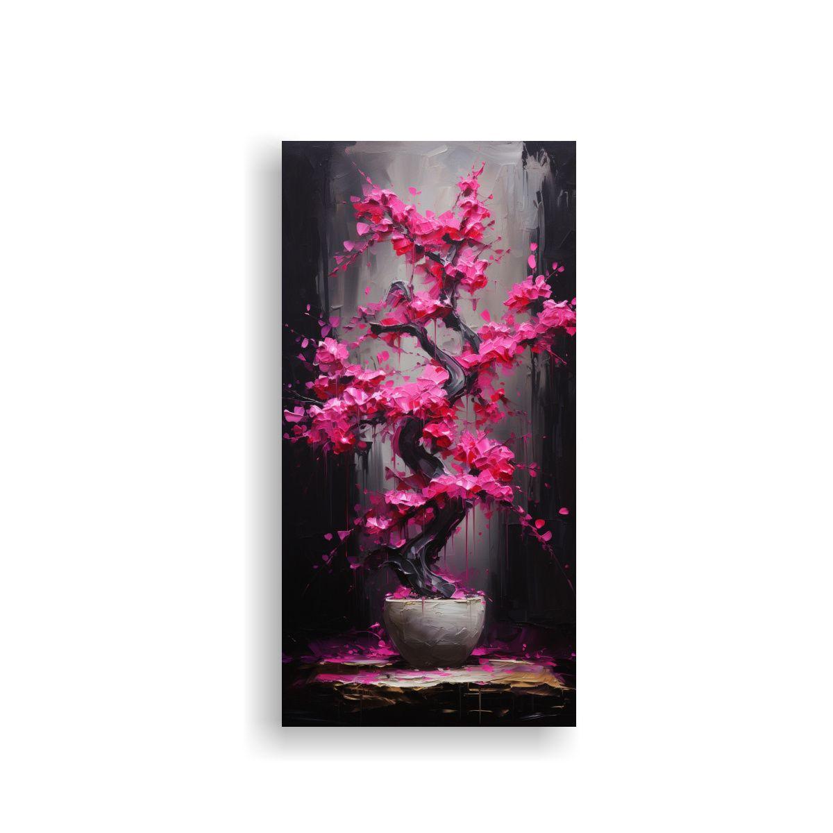 Pintura Abstracta De Fucsia Vibrante Y Detallada 80x160 Cm-0