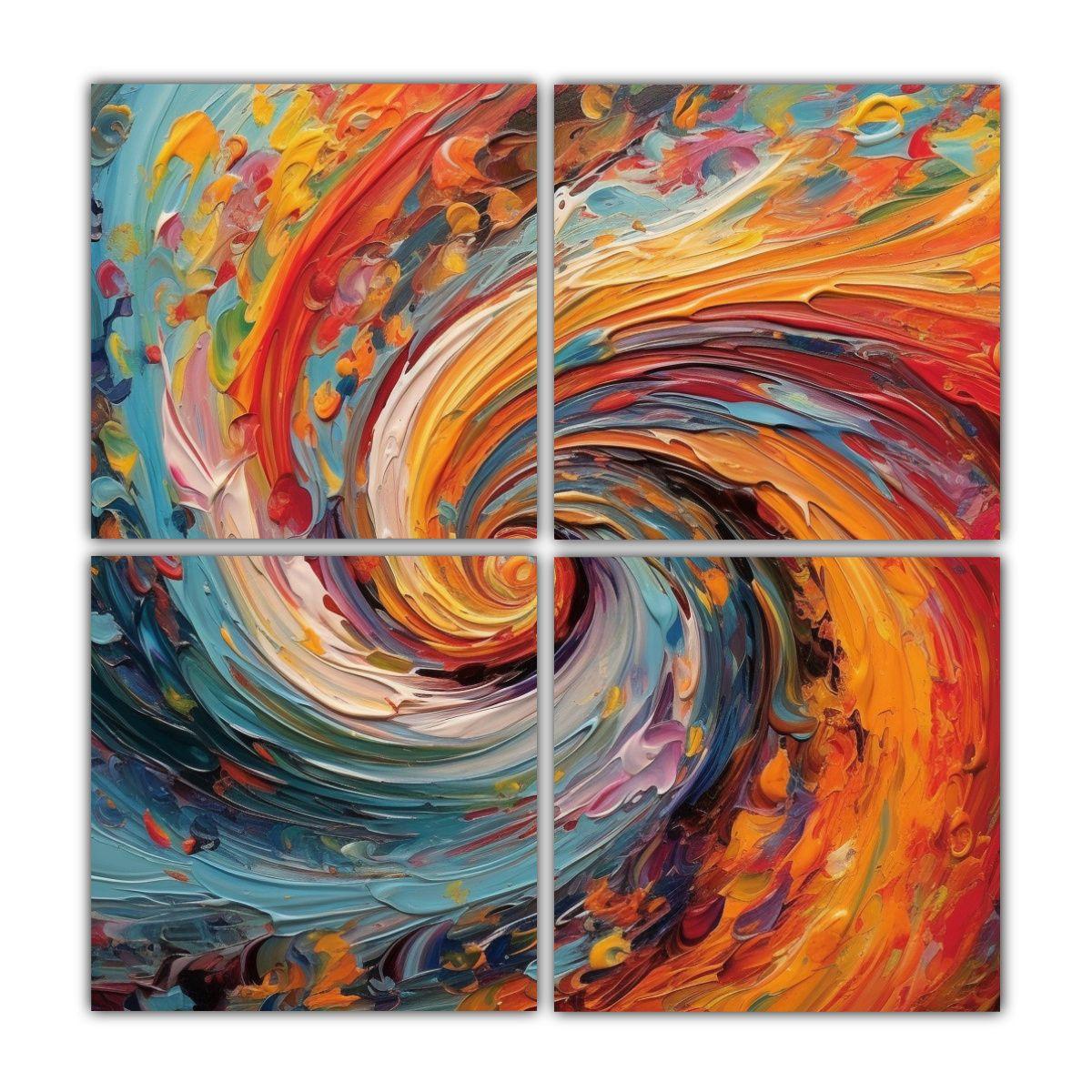 4 Cuadros Vintage Temática Pintura De Colores 180x180 Cm-0