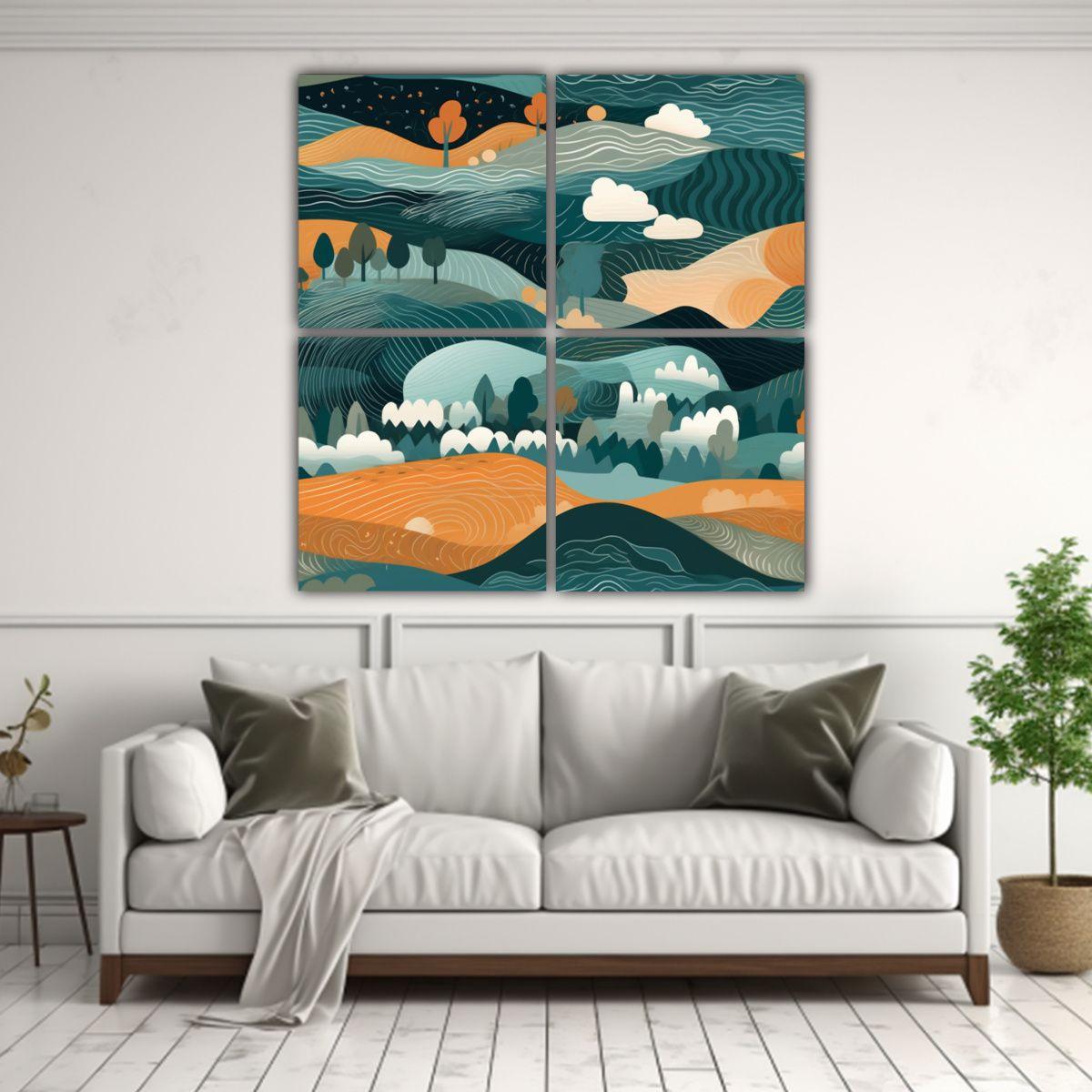 Lienzos De Tela Colores Vibrantes Paisajes 100x100 Cm-2