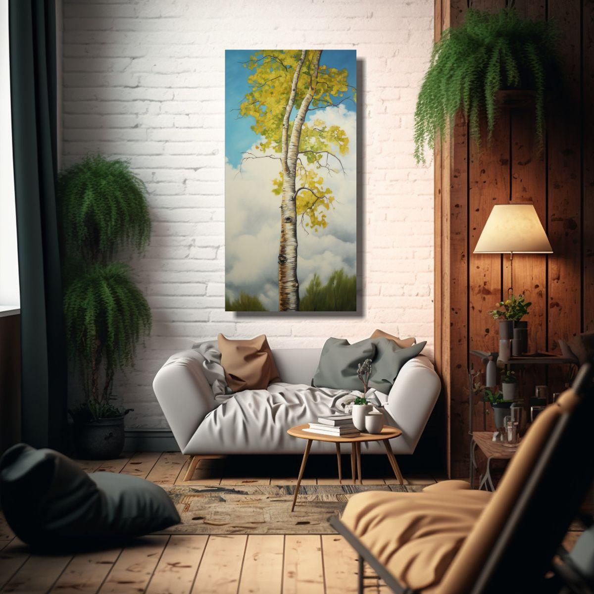 Pintura Abstracta De árbol De álamo Temblón De  60x120cm-2