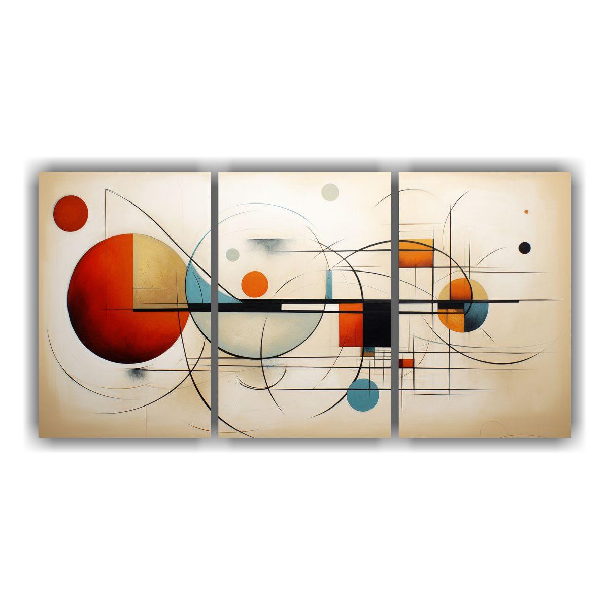 Conjunto 3 Cuadros Finas Líneas Habitación 240x120 Cm-0