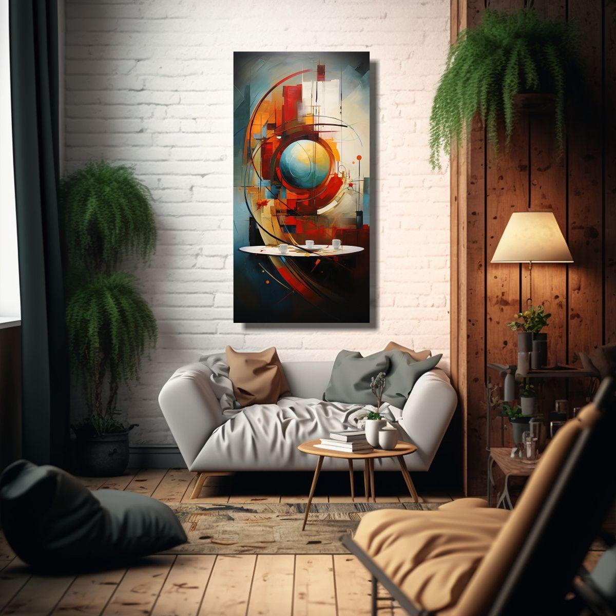 Cuadro Vintage Pinturas Abstractas Para Comedor 50x100cm-2