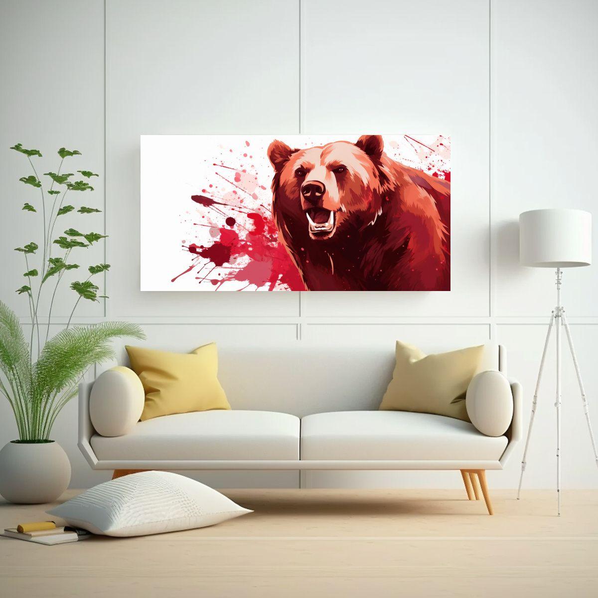 Cuadro Creativo: Oso En Colores Chocolate Y 140x70cm-2