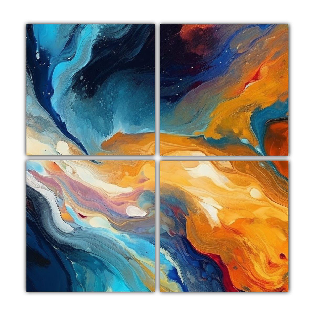 Pinturas Abstractas En Bastidor Con Texturas De 180x180 Cm-0