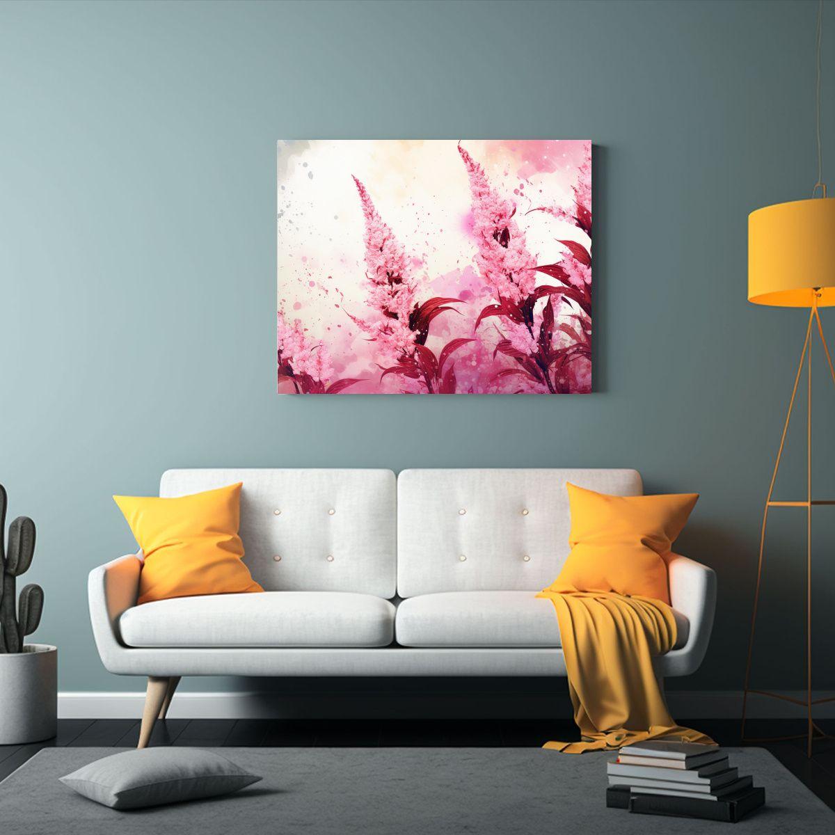 Pintura Mural Tonos De Quinoa En Blanco Y Rosa Para Atmos Ne 65x50cm-2