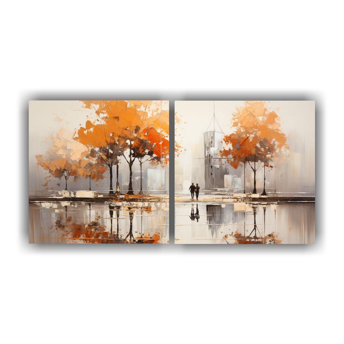 Pintura Abstracta De árboles En Plata Y Blanco 140x70 Cm-0