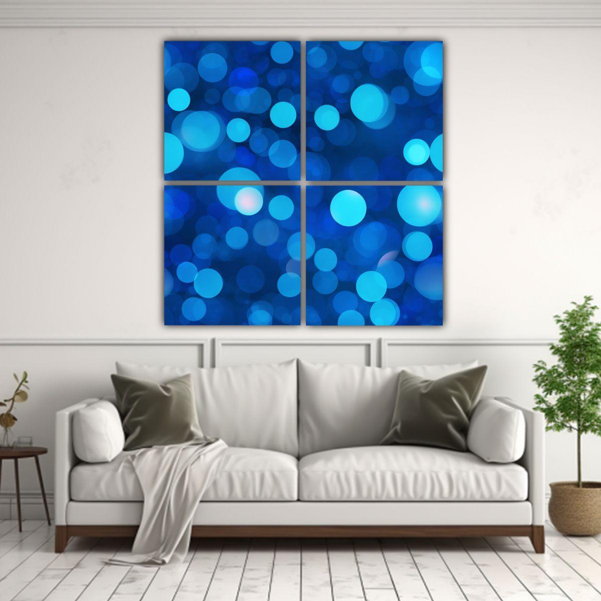 4 Lienzos Vanguardia Interiores Sobre Fondo Azul 80x80 Cm-2