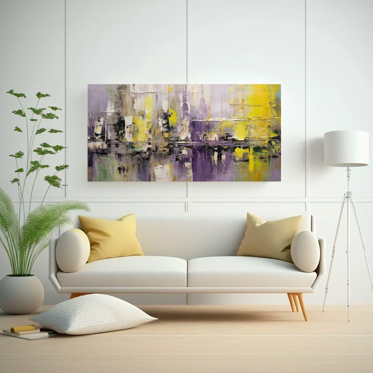 Pintura Acrílica Abstracta Estilo Goteo 100x50 Cm-2