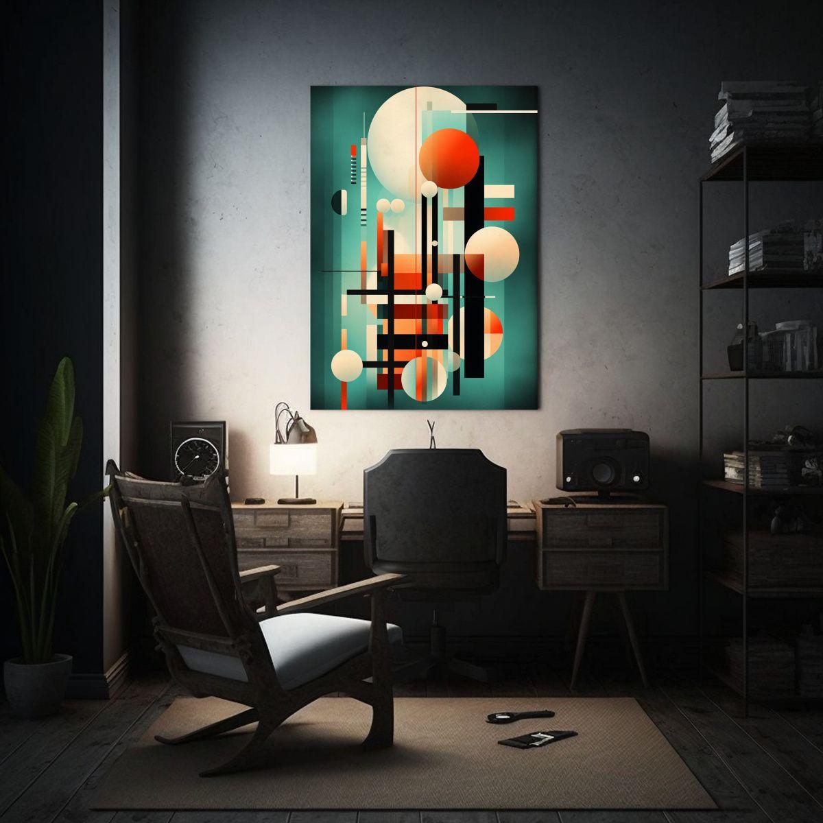 Pintura Decorativa Con Composición Gráfica De 50x65cm-2