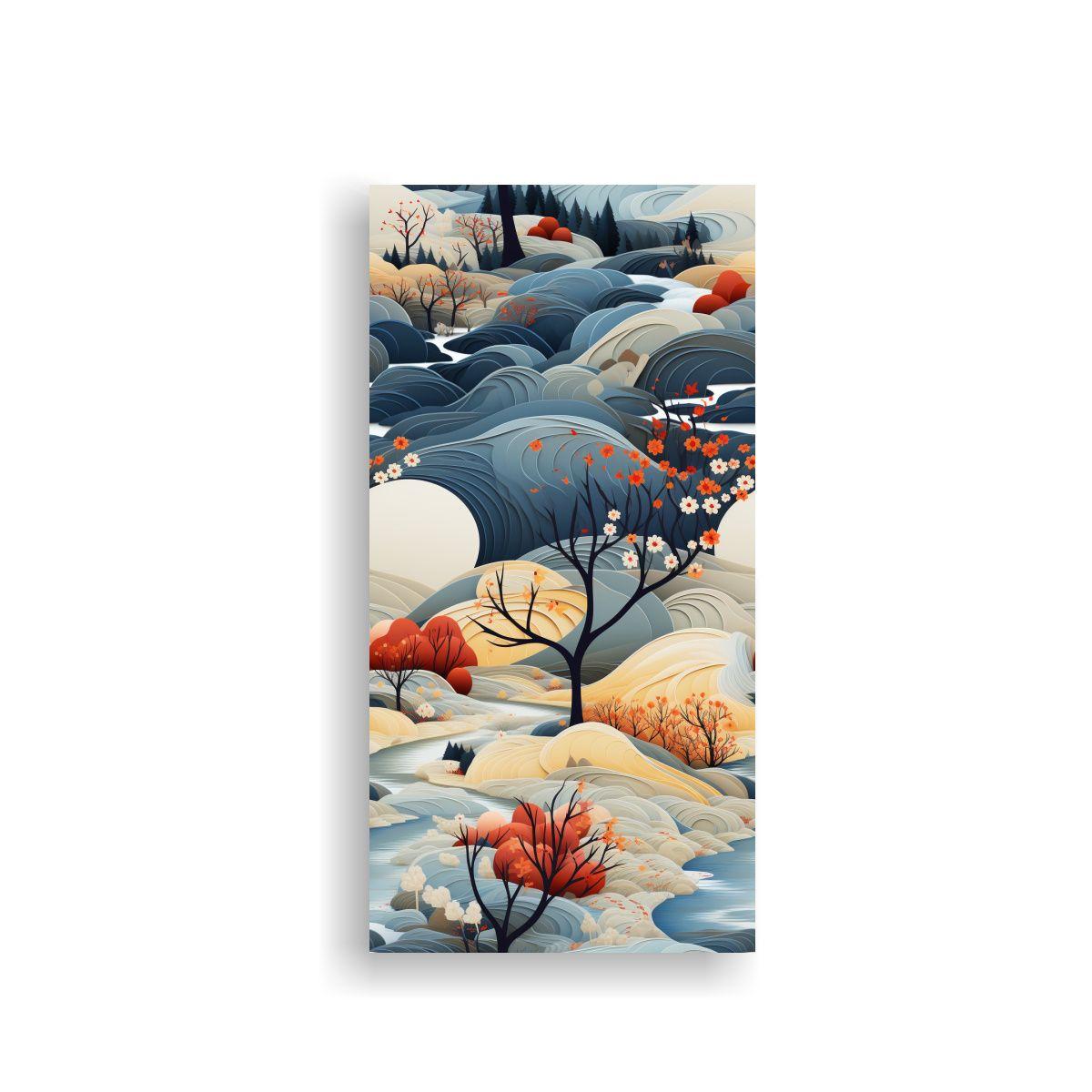 Cuadro Abstracto Paisaje Escandinavo Para 60x120cm-0