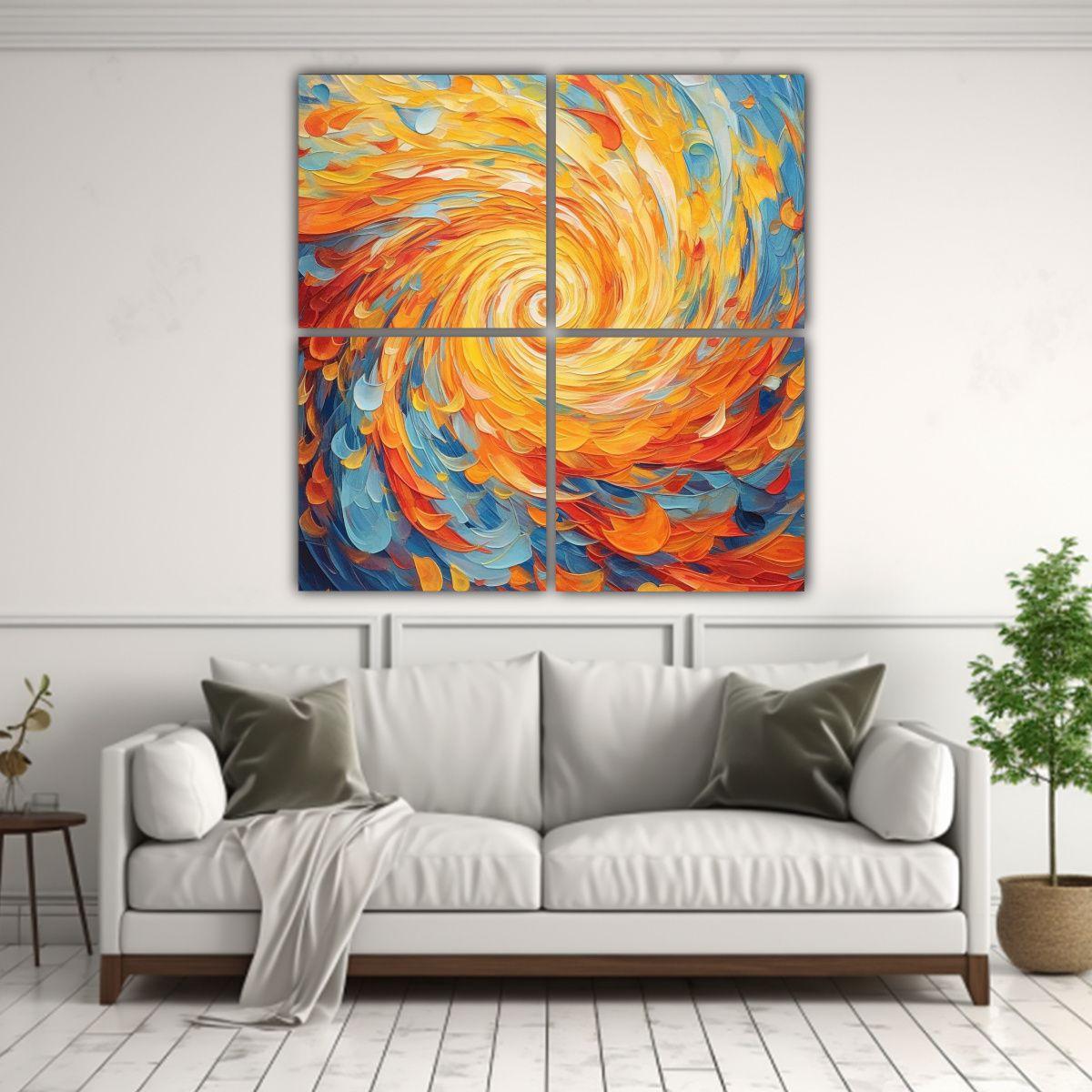 Cuadros De Pared Abstractos Época Remolinos 140x140 Cm-2