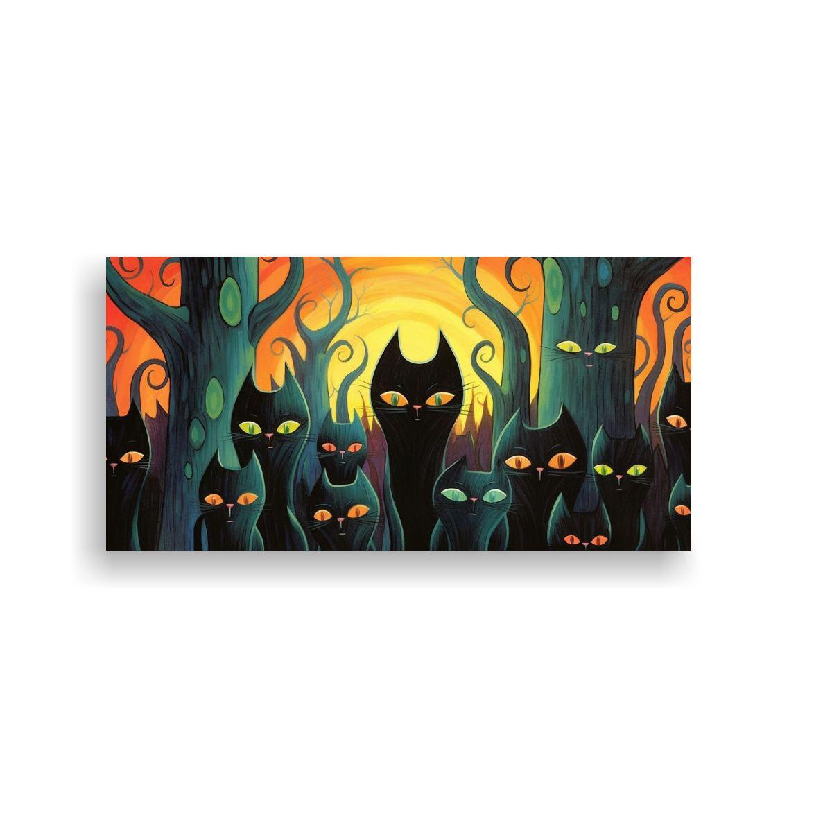 Pintura Arte De Pared Inspiración Textura Gatos 120x60cm-0