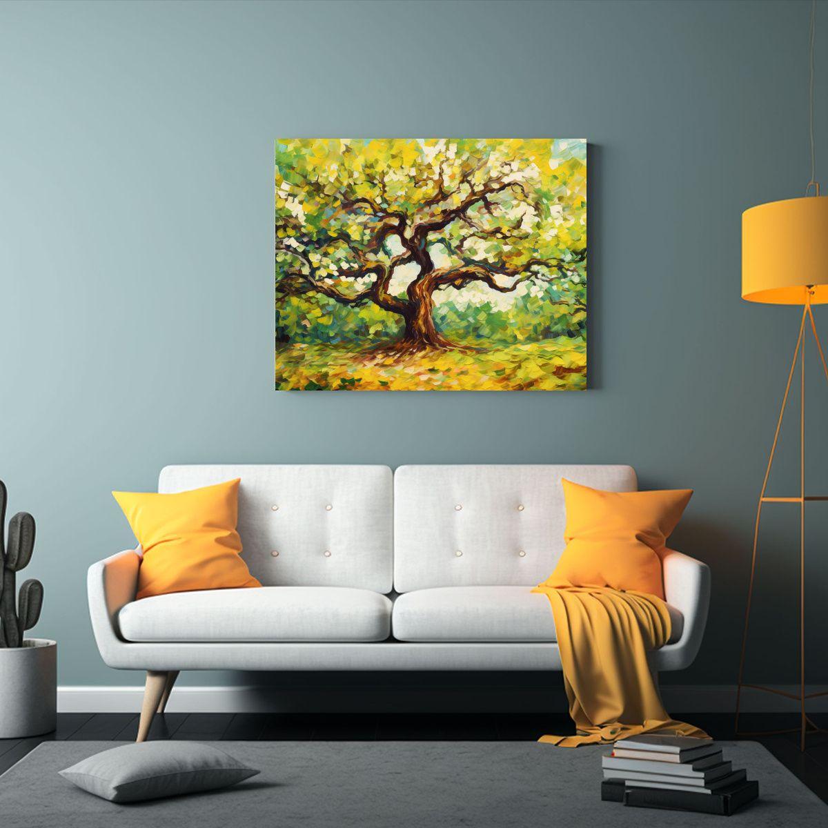 Pintura Abstracta Detallada De Un Roble: Inspiración En Com 50x40cm-2