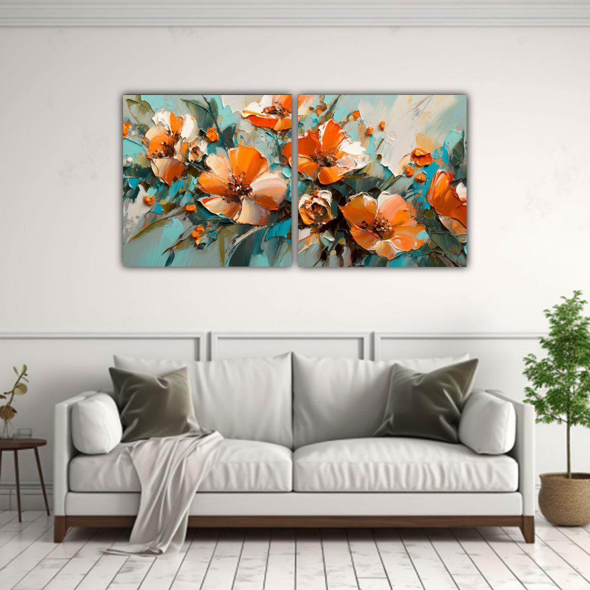 Pintura Sobre Lienzo De Flores En Colores 160x80 Cm-2