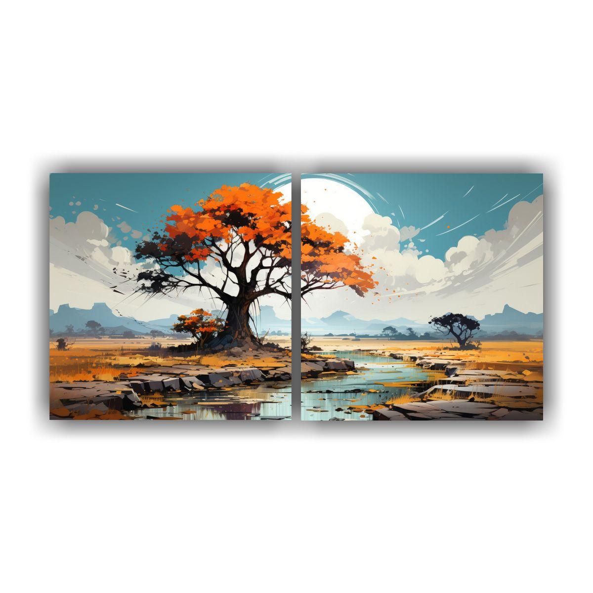 Pinturas Decorativas De Savanna Y Desert Tree En 120x60 Cm-0