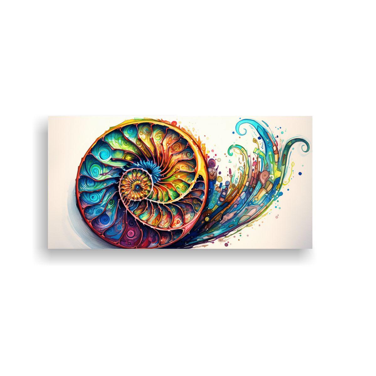 Pintura Acuarela Colorida Vitalidad Nautilus Lienz 80x40cm-0
