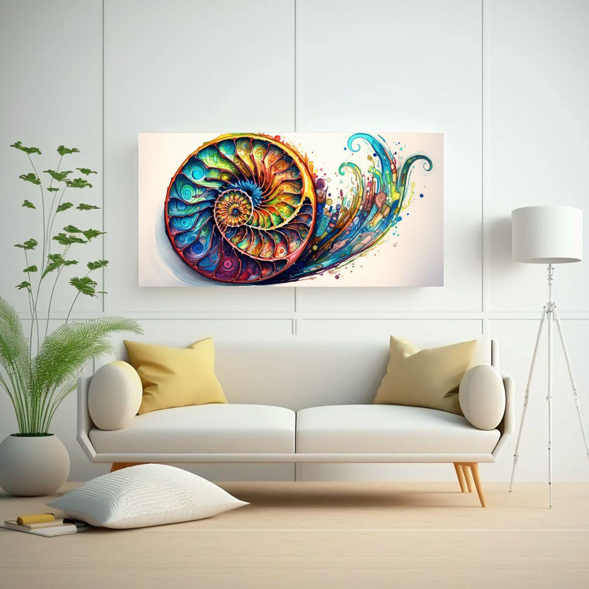 Pintura Acuarela Colorida Vitalidad Nautilus Lienz 80x40cm-2