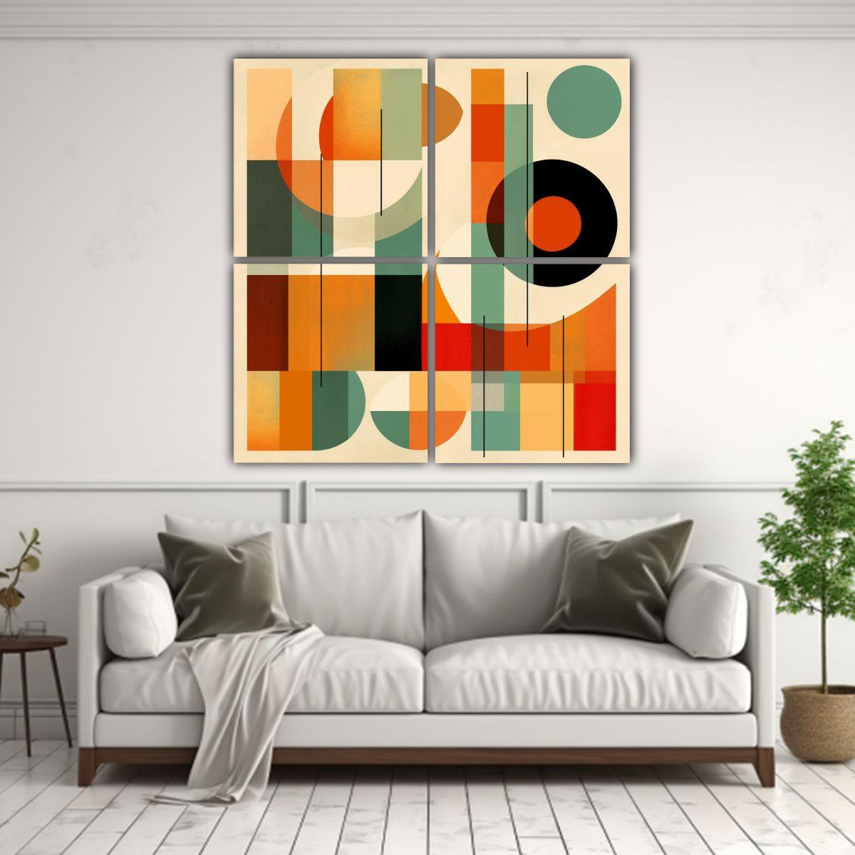 Cuatro Canvas Vanguardia Elegancia Arte Formas 180x180 Cm-2