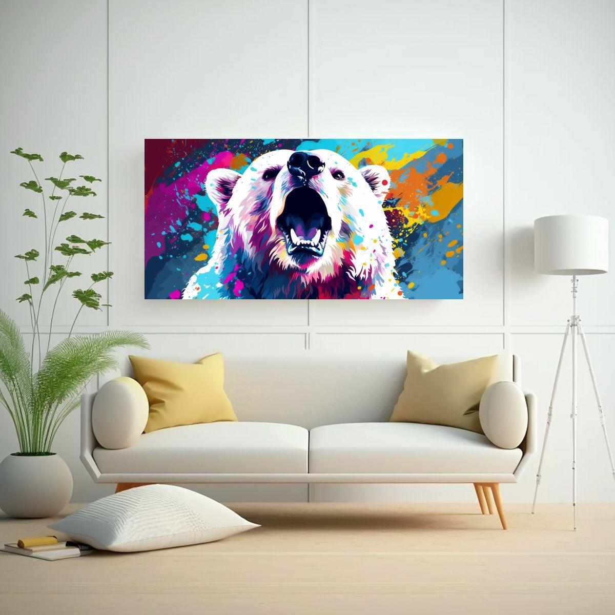 Pintura Decorativa De Arte Moderno Artesanal: Oso 100x50cm-2