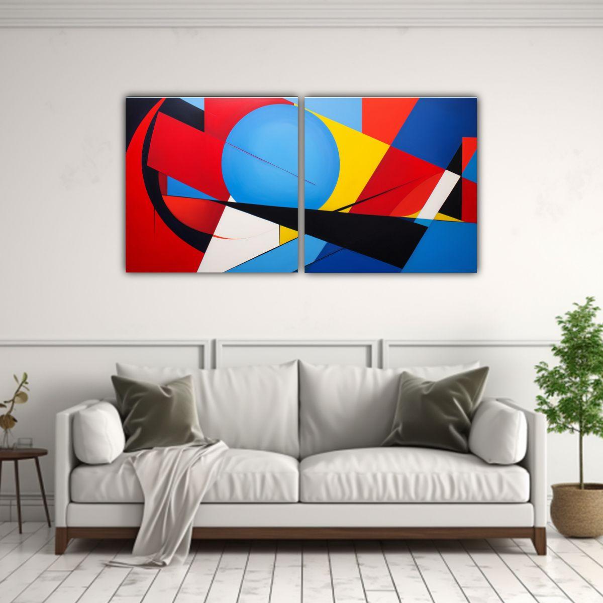 Cuadros Arte Gráfico Geométrico Con Colores 60x30 Cm-2